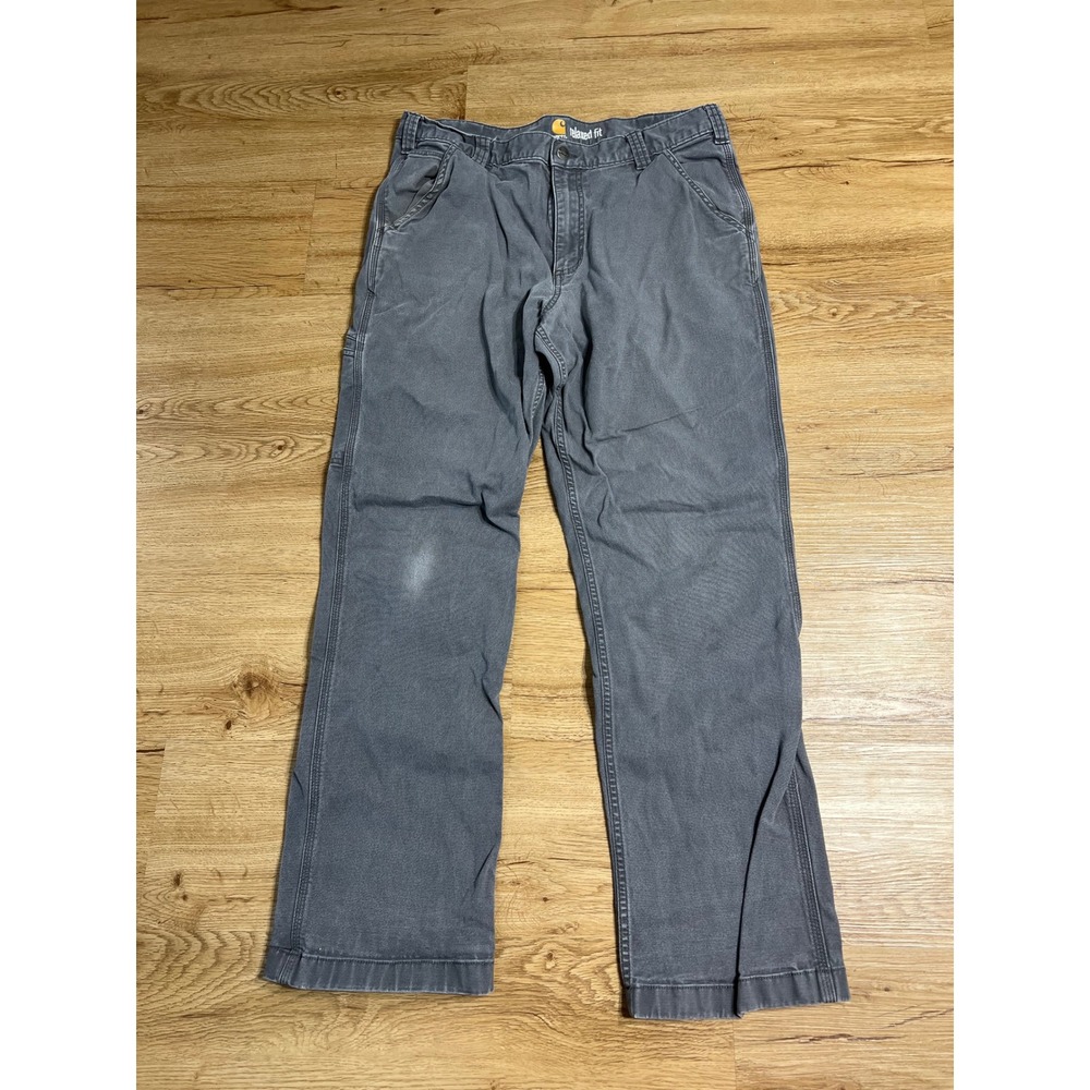 Carhartt Relaxed Fit Carpenter Pants Gray Canvas Work Trousers 36x32 Mens